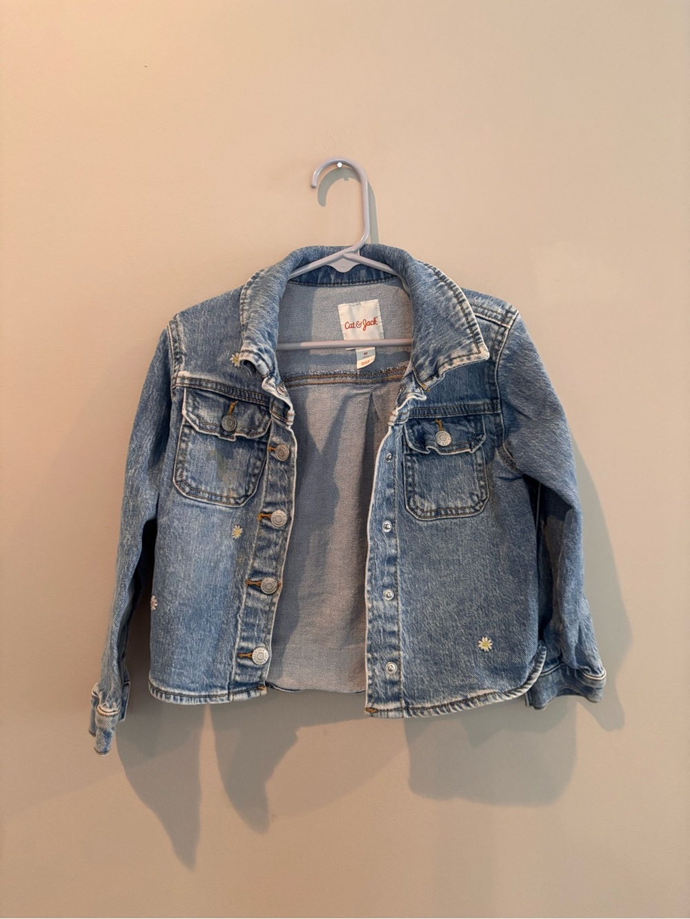 Cat & Jack Light Wash Denim Jacket with Daisy Embroidery